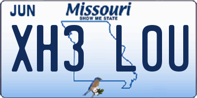 MO license plate XH3L0U