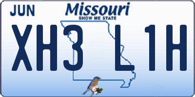 MO license plate XH3L1H