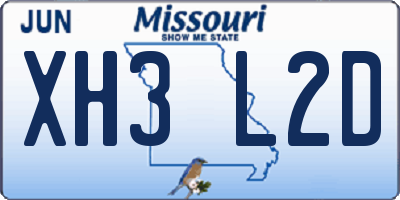 MO license plate XH3L2D