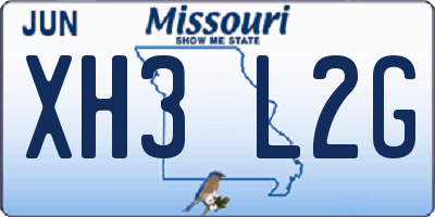 MO license plate XH3L2G