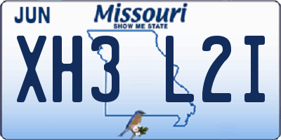 MO license plate XH3L2I