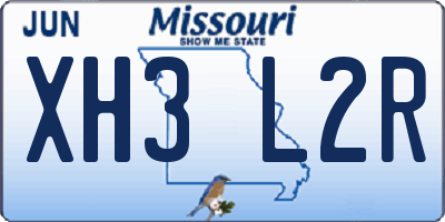 MO license plate XH3L2R