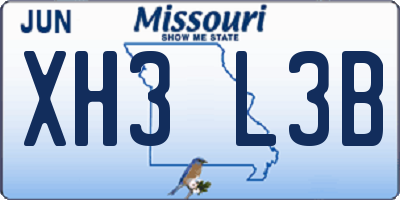 MO license plate XH3L3B