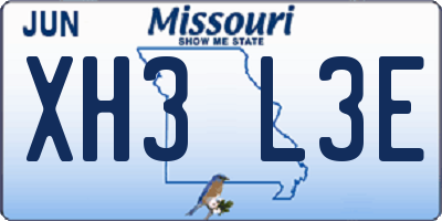 MO license plate XH3L3E