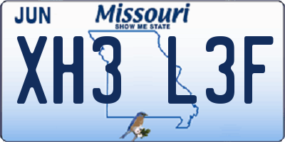 MO license plate XH3L3F