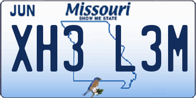 MO license plate XH3L3M
