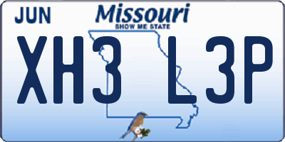 MO license plate XH3L3P