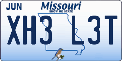 MO license plate XH3L3T