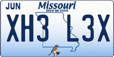 MO license plate XH3L3X