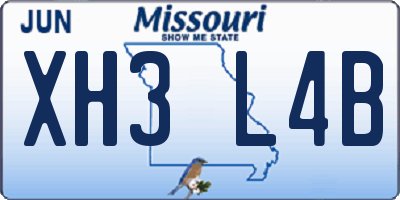 MO license plate XH3L4B