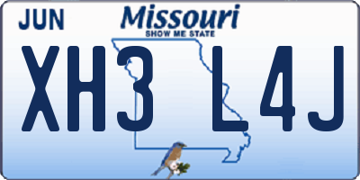MO license plate XH3L4J