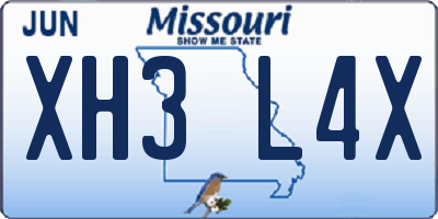 MO license plate XH3L4X