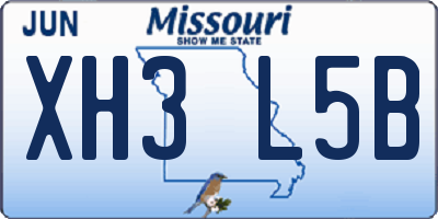 MO license plate XH3L5B