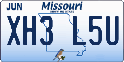 MO license plate XH3L5U