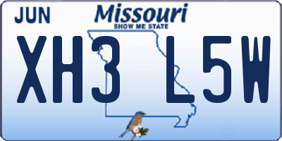 MO license plate XH3L5W
