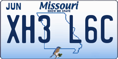 MO license plate XH3L6C