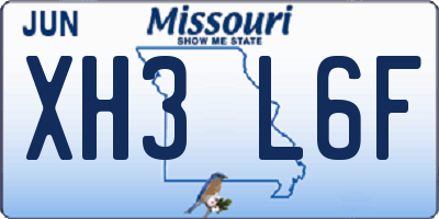 MO license plate XH3L6F