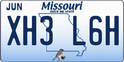 MO license plate XH3L6H