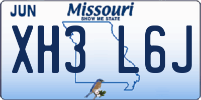 MO license plate XH3L6J