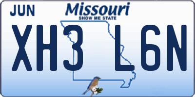 MO license plate XH3L6N