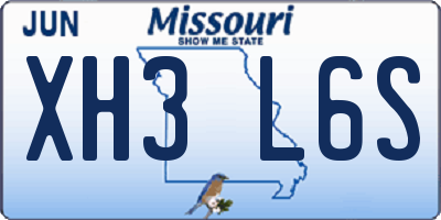 MO license plate XH3L6S