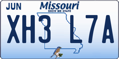 MO license plate XH3L7A