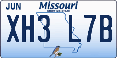 MO license plate XH3L7B