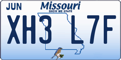 MO license plate XH3L7F