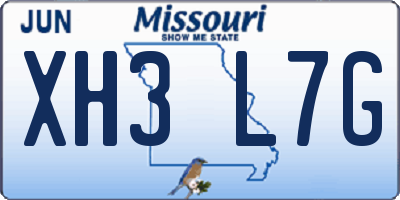 MO license plate XH3L7G
