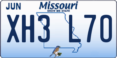 MO license plate XH3L7O