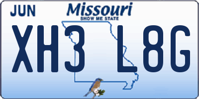 MO license plate XH3L8G