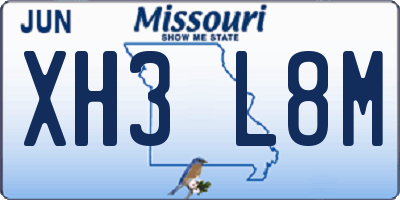 MO license plate XH3L8M