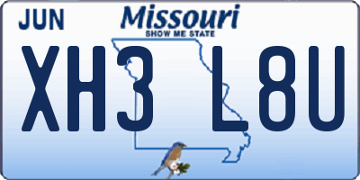 MO license plate XH3L8U