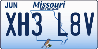 MO license plate XH3L8V
