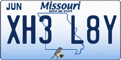MO license plate XH3L8Y
