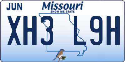 MO license plate XH3L9H