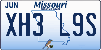 MO license plate XH3L9S