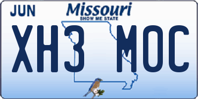 MO license plate XH3M0C