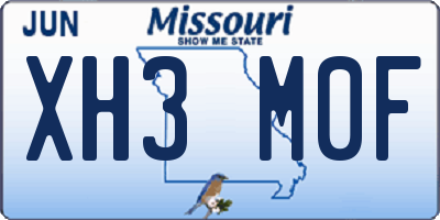 MO license plate XH3M0F