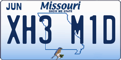 MO license plate XH3M1D
