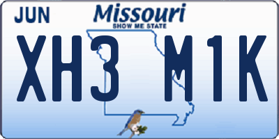 MO license plate XH3M1K