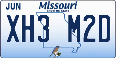 MO license plate XH3M2D