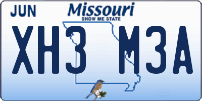 MO license plate XH3M3A