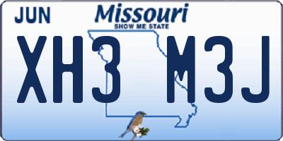 MO license plate XH3M3J