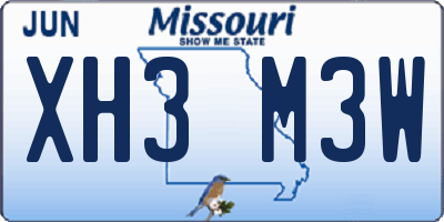 MO license plate XH3M3W