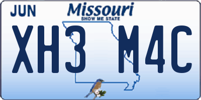 MO license plate XH3M4C