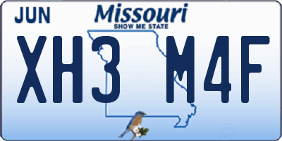 MO license plate XH3M4F