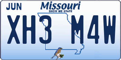 MO license plate XH3M4W
