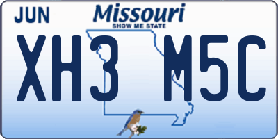 MO license plate XH3M5C