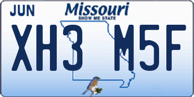 MO license plate XH3M5F